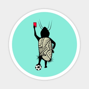 Football Referee Cave Person With Red Card Magnet